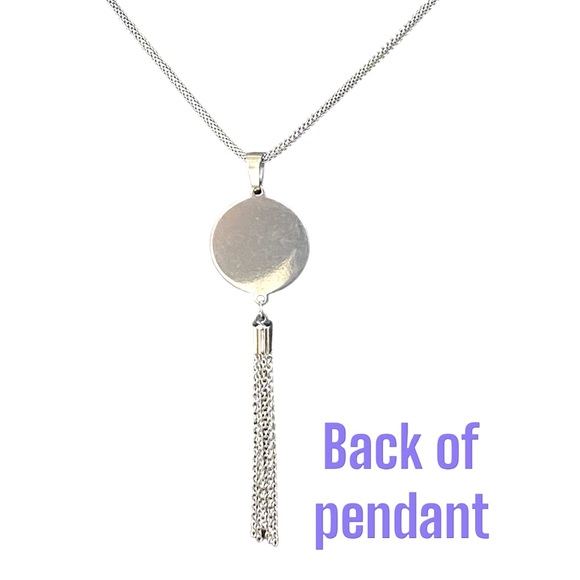 Cork Long 30” Silver Herringbone Chain & Dark Cork Pendant - Picture 4 of 10